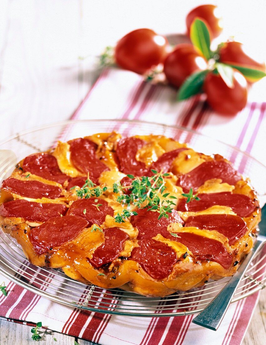 Tatin (gestürzte Tarte) mit Tomaten und Ziegenkäse