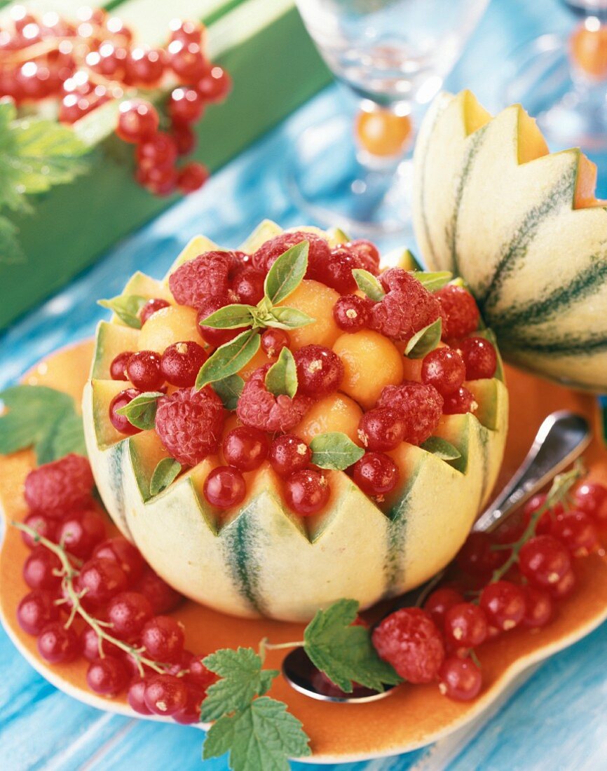 Melon filled with summer fruit