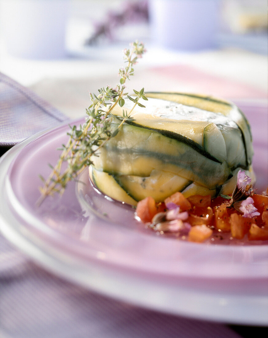 Individual courgette and goat cheese terrine