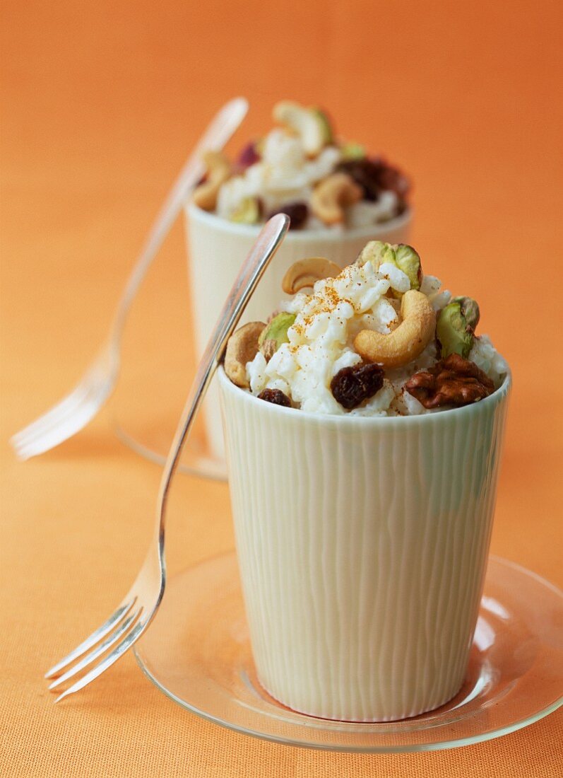 Rice pudding with dried fruits