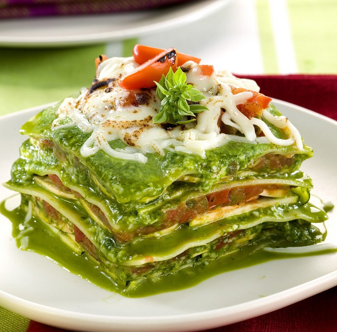 Green pasta vegetable lasagnes