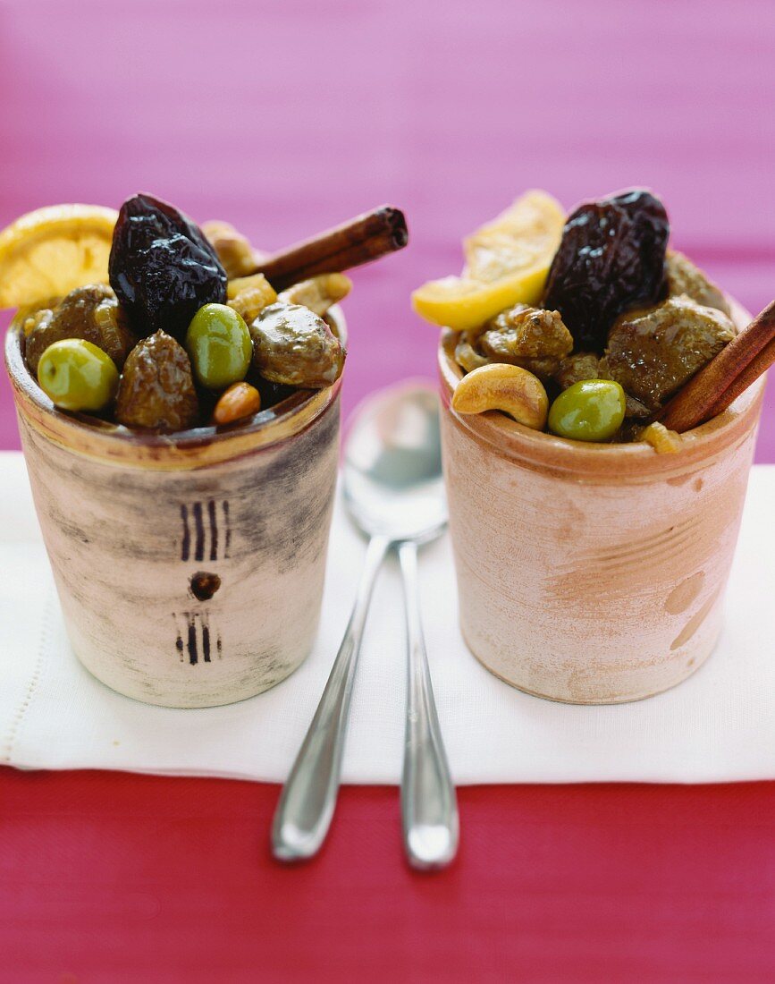 Dried fruit,plum and olive tajine