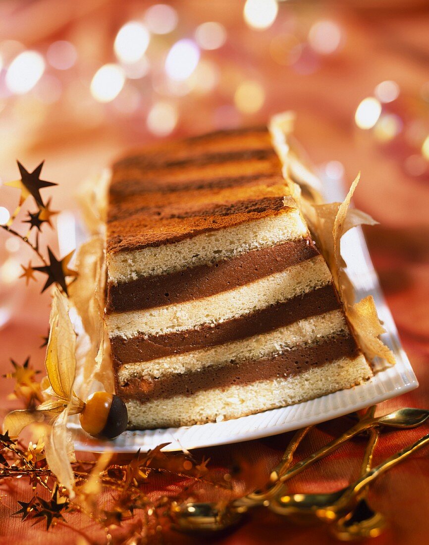 Chocolate praline and Cointreau log cake