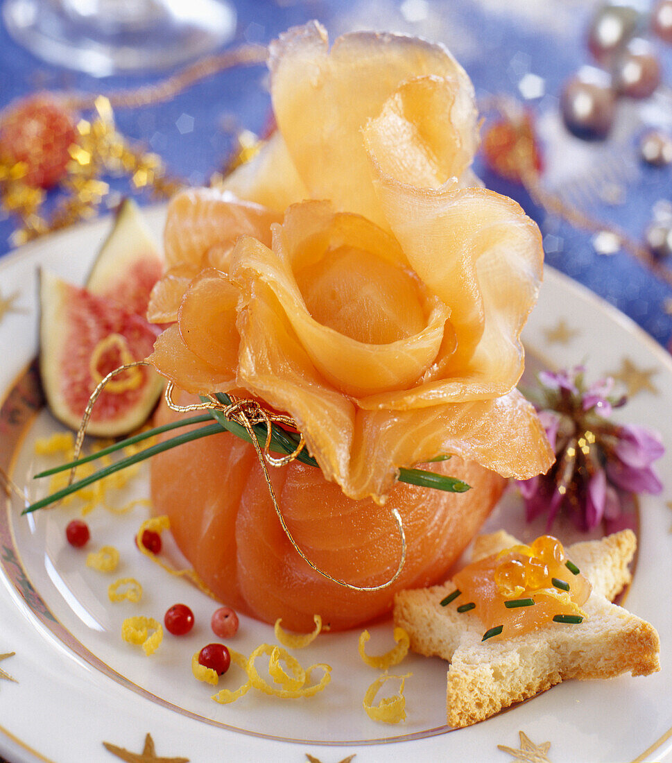 Smoked salmon filo pastry parcel