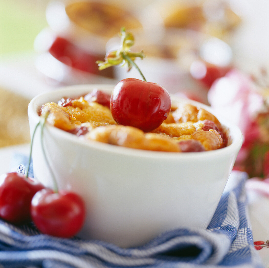 Cherry Clafoutis batter pudding