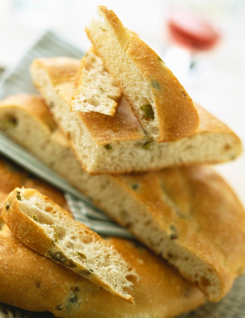 Fougasse green olive bread