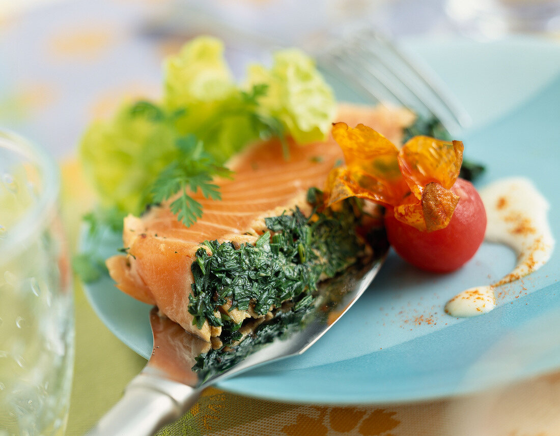 Half-cooked salmon with herbs