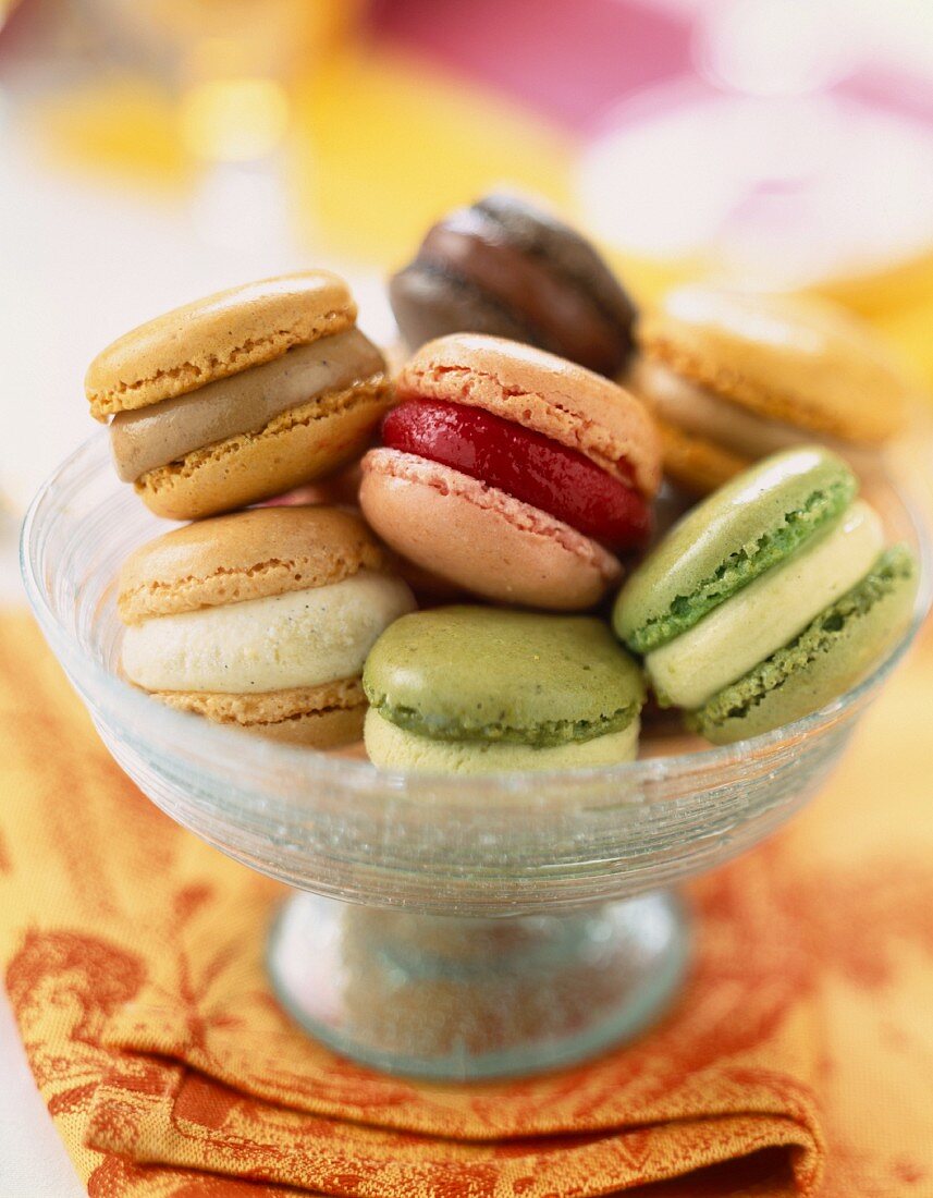 dish of assorted macaroons