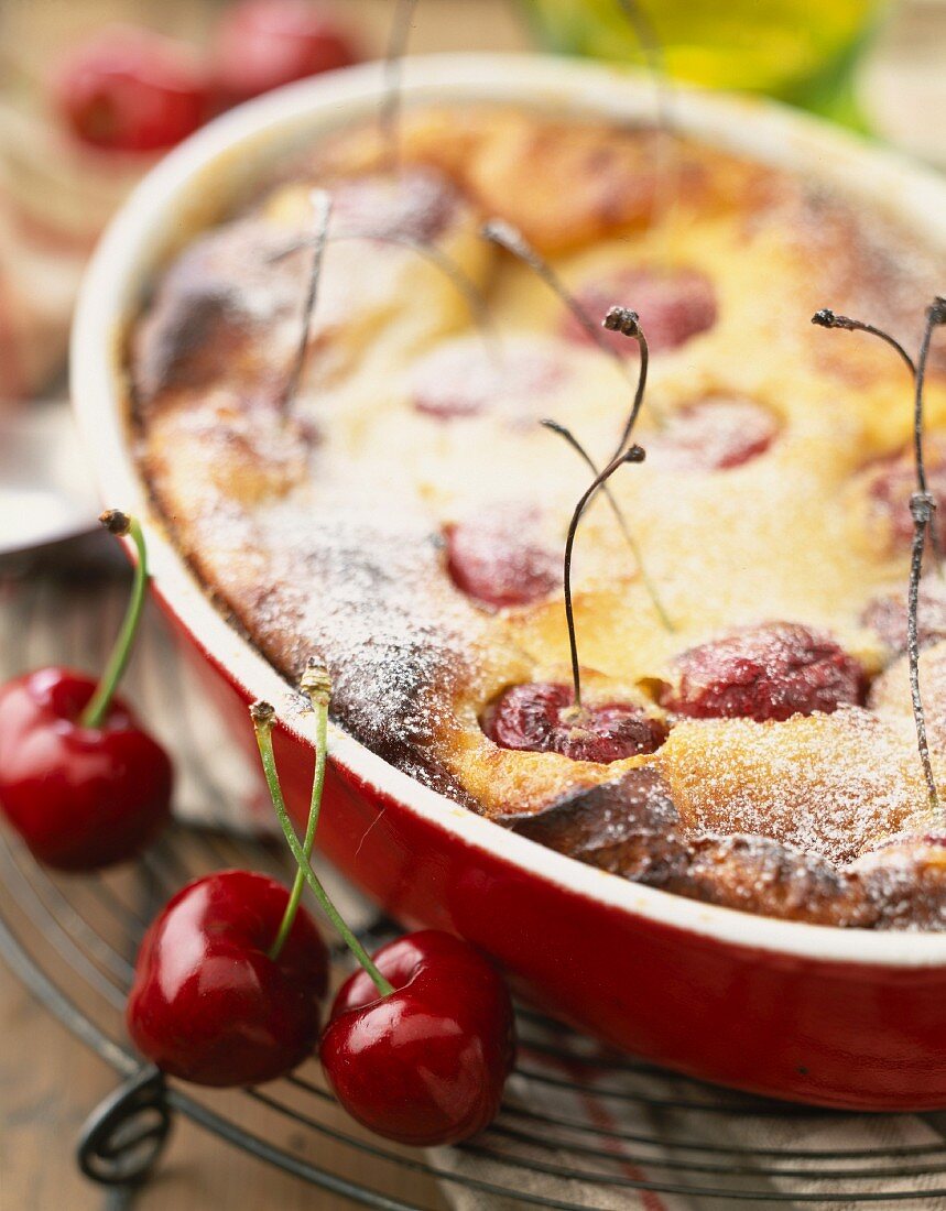 Cherry clafoutis batter pudding