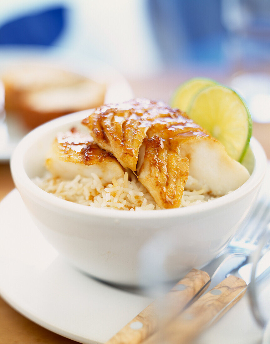 Haddock fillet caramelized with ginger