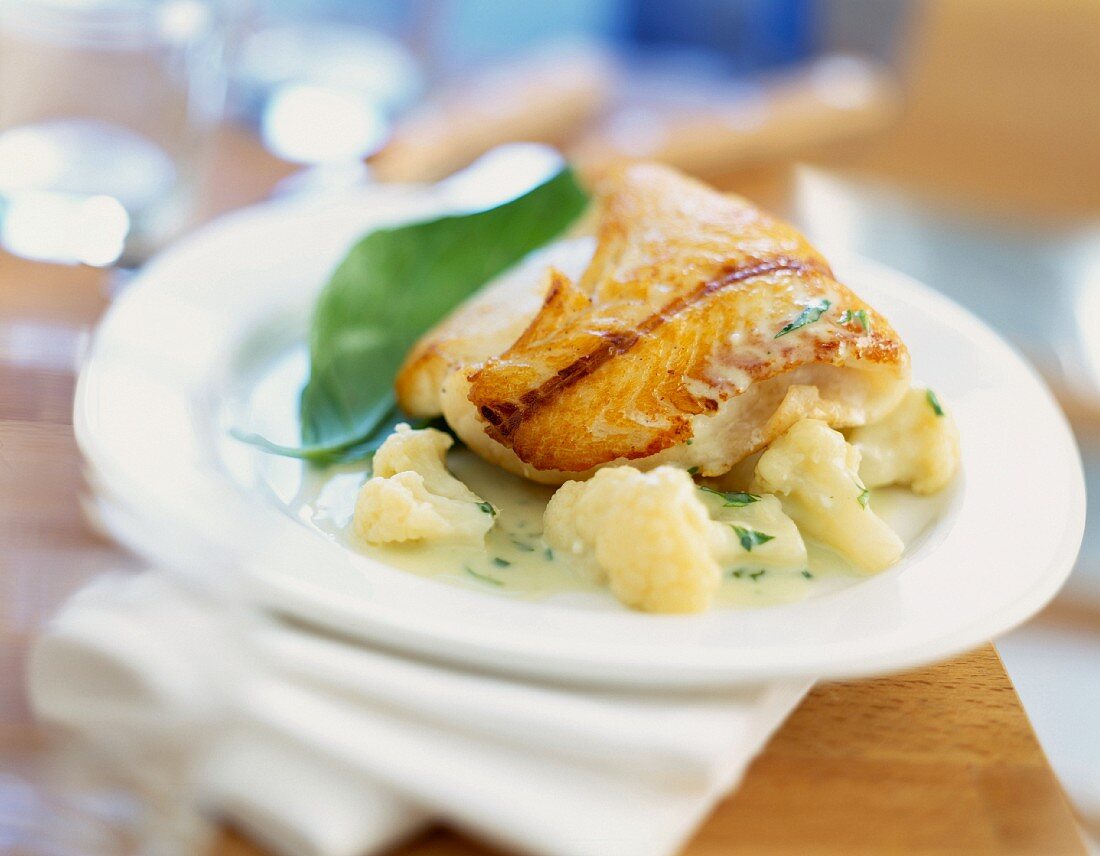 Haddock fillet with basil cream