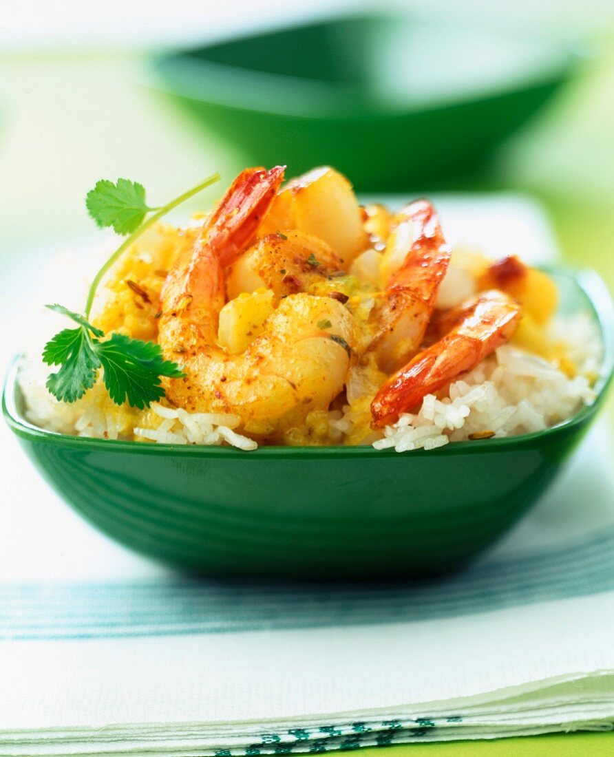 Karibisches Meeresfrüchte-Curry auf Reis