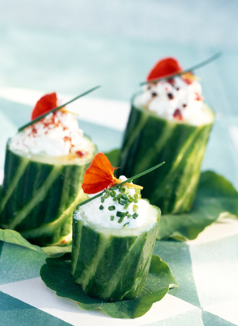 Cucumber stuffed with fresh goat's cheese