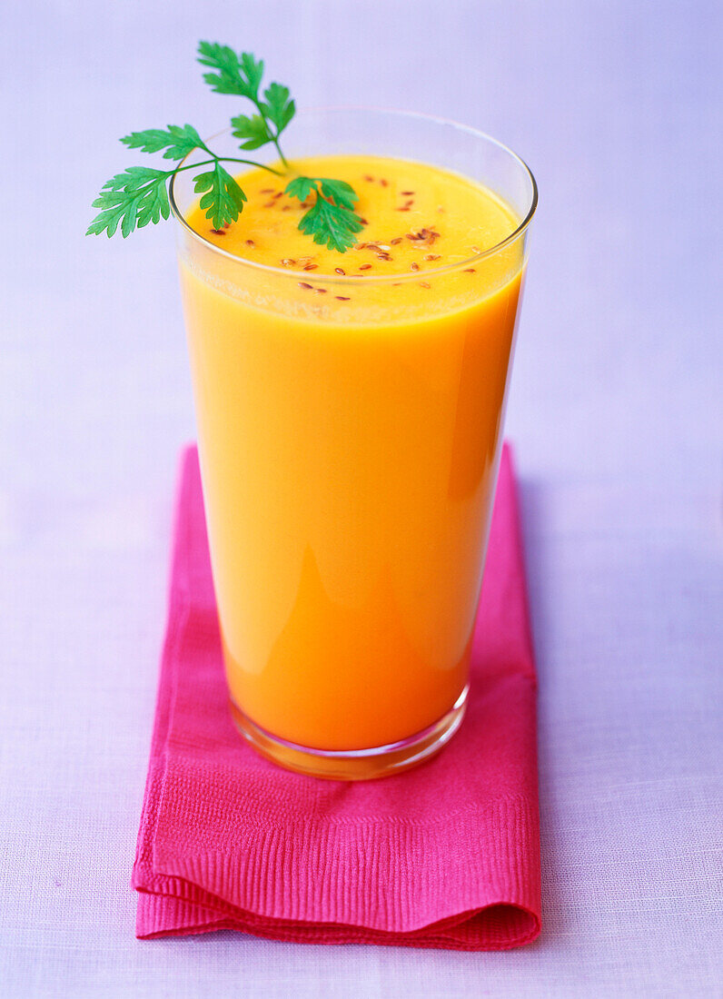 milky carrot juice with sesame seeds