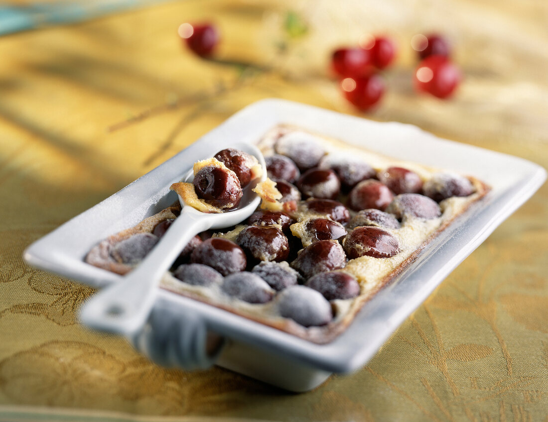 Cherry Clafoutis batter pudding