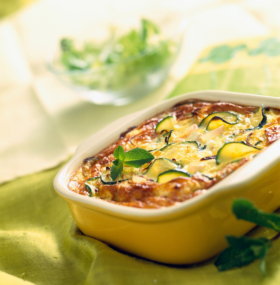 Courgette clafoutis batter pudding