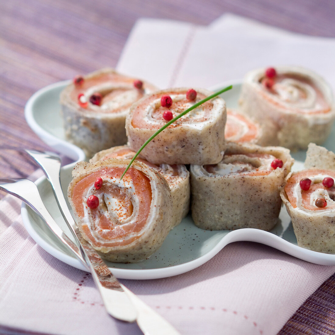 Salmon crepe rolls (topic: Brittany)