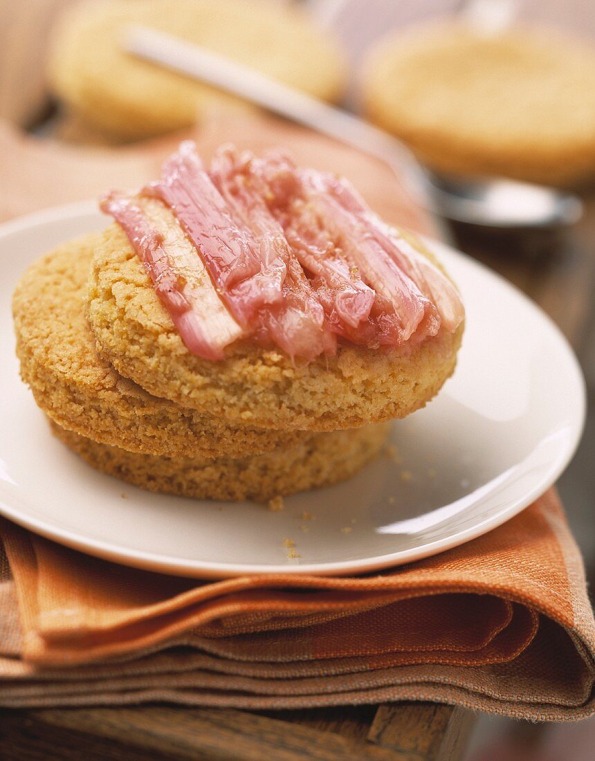 Breton shortbreads with stewed rhubarb