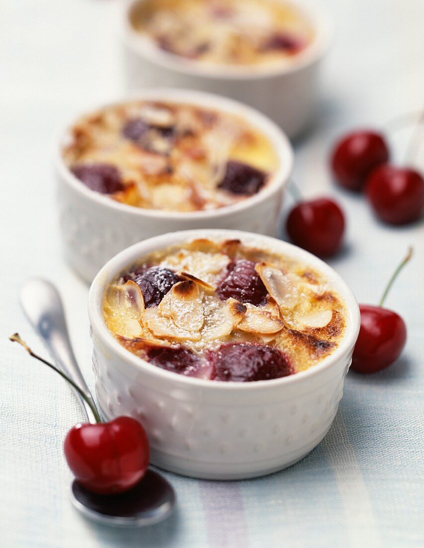 Mini clafoutis cherry batter pudding