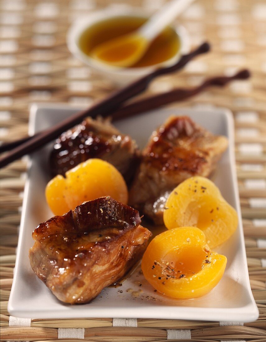 spare ribs with roast apricots and orange blossom honey