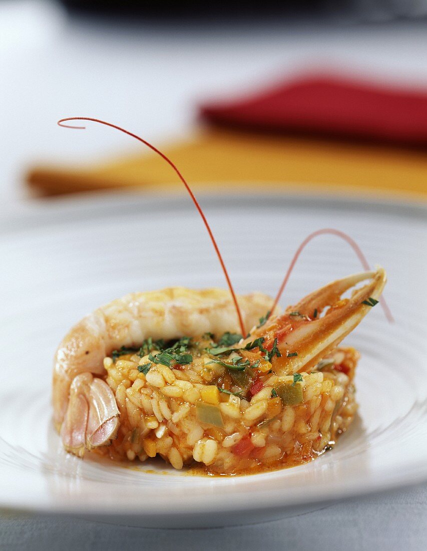 rice stamp with langoustines