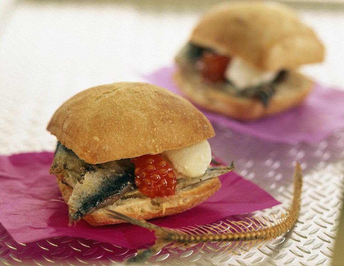 sardine, tomato and mozzarella sandwich