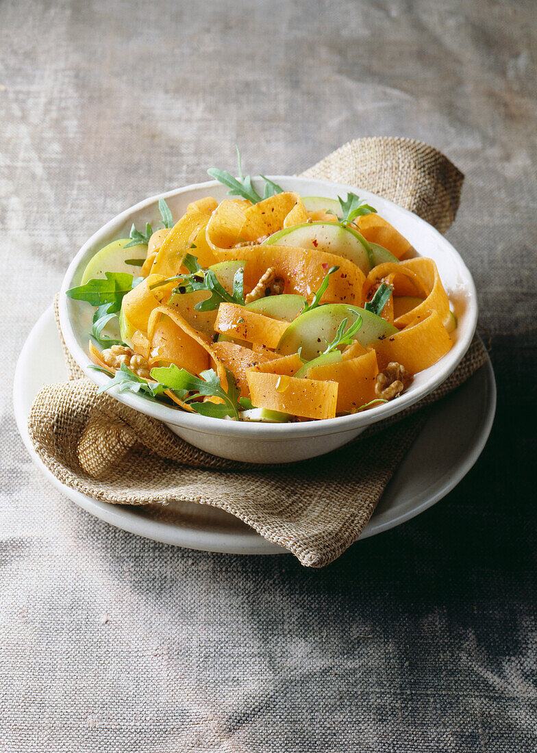 pumpkin, apple, rocket and walnut salad