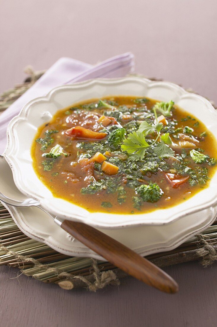 Vegetable soup with coriander