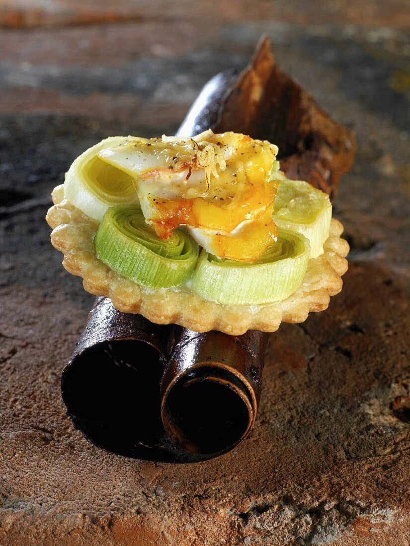 A haddock and leek tartlet