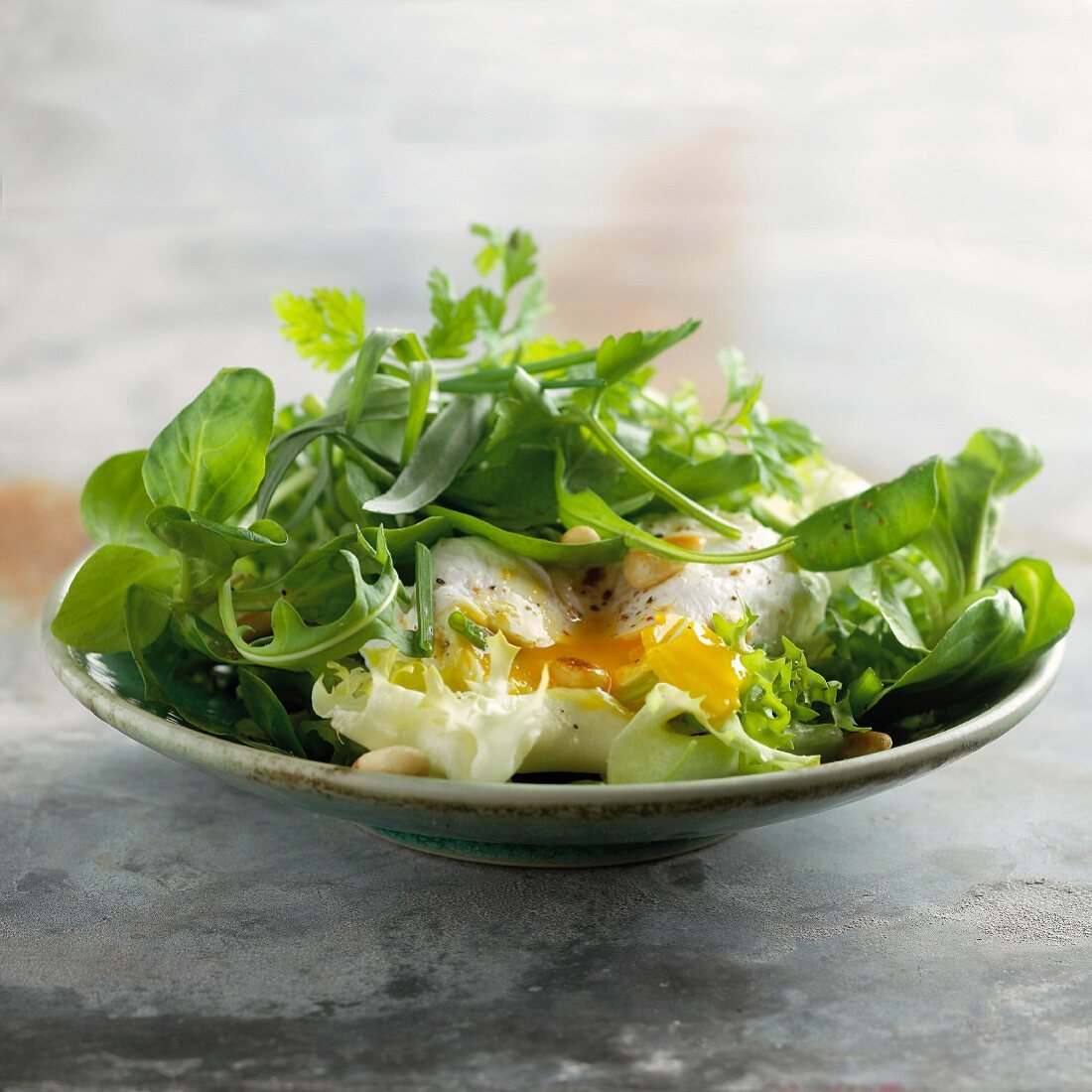 Herb and runny egg salad