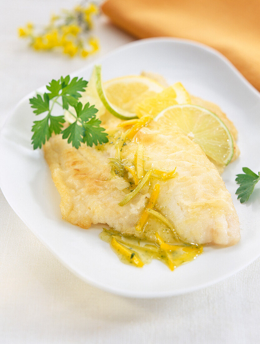 flounder with citrus fruits