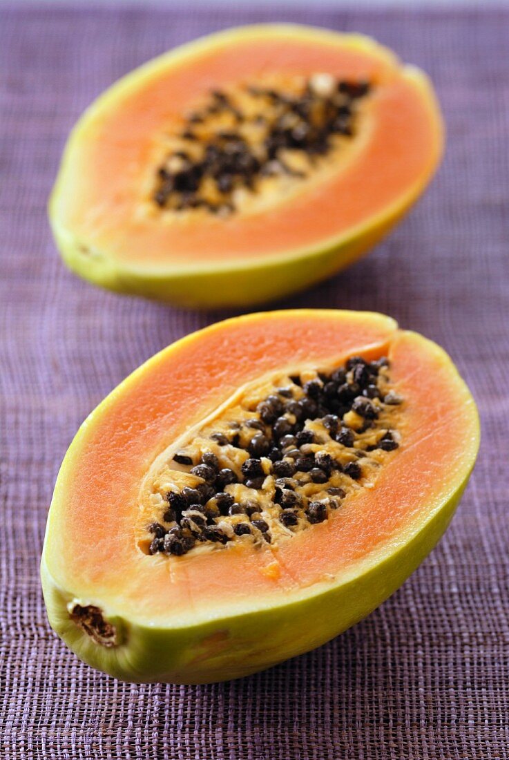 Papaya cut in half