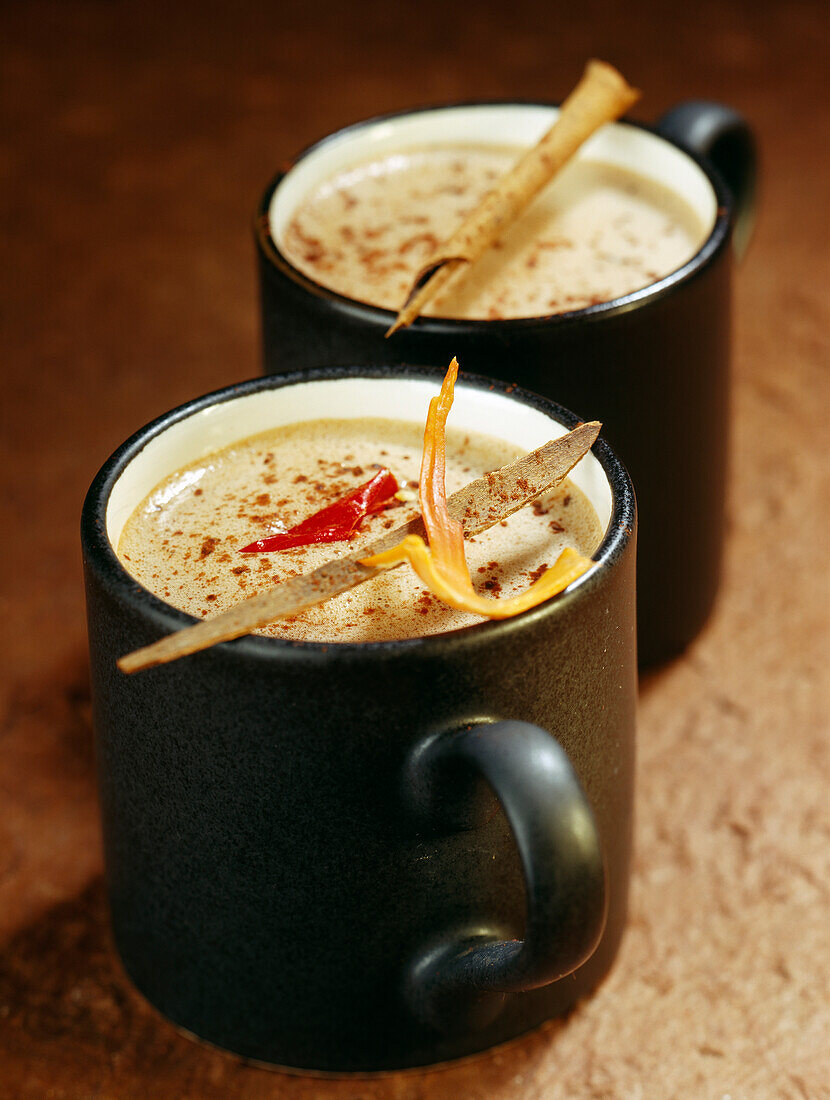 Hot chocolate with chilli, cinnamon and nutmeg