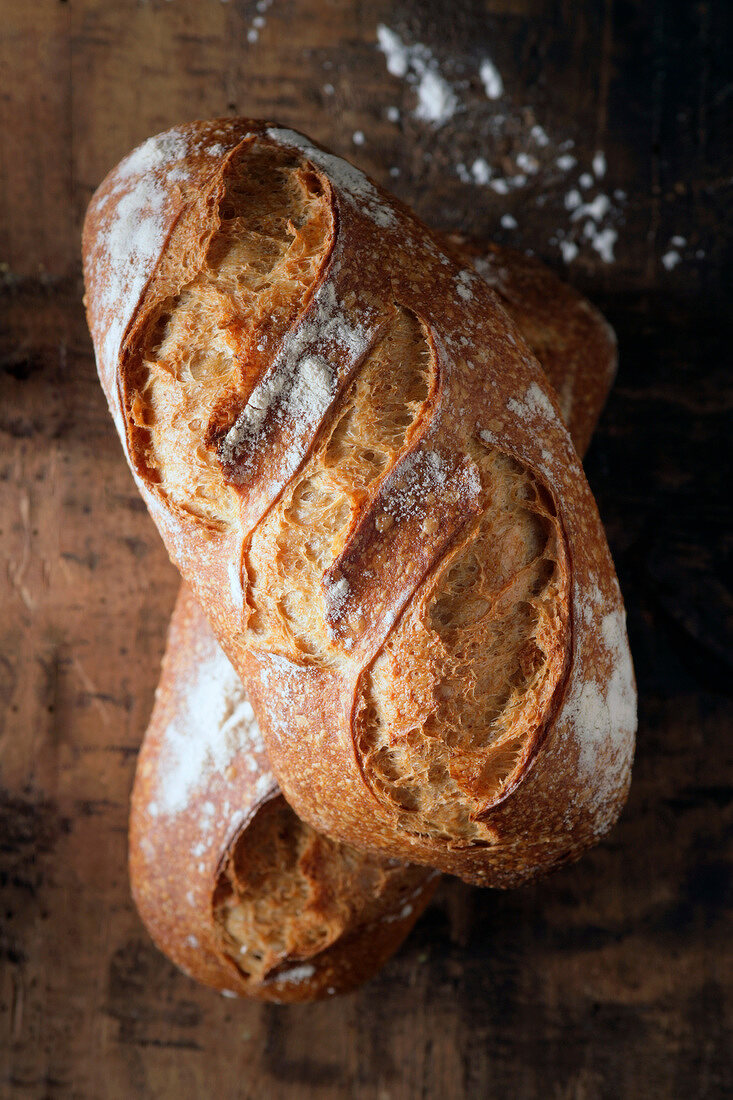 Two farmhouse loaves of bread