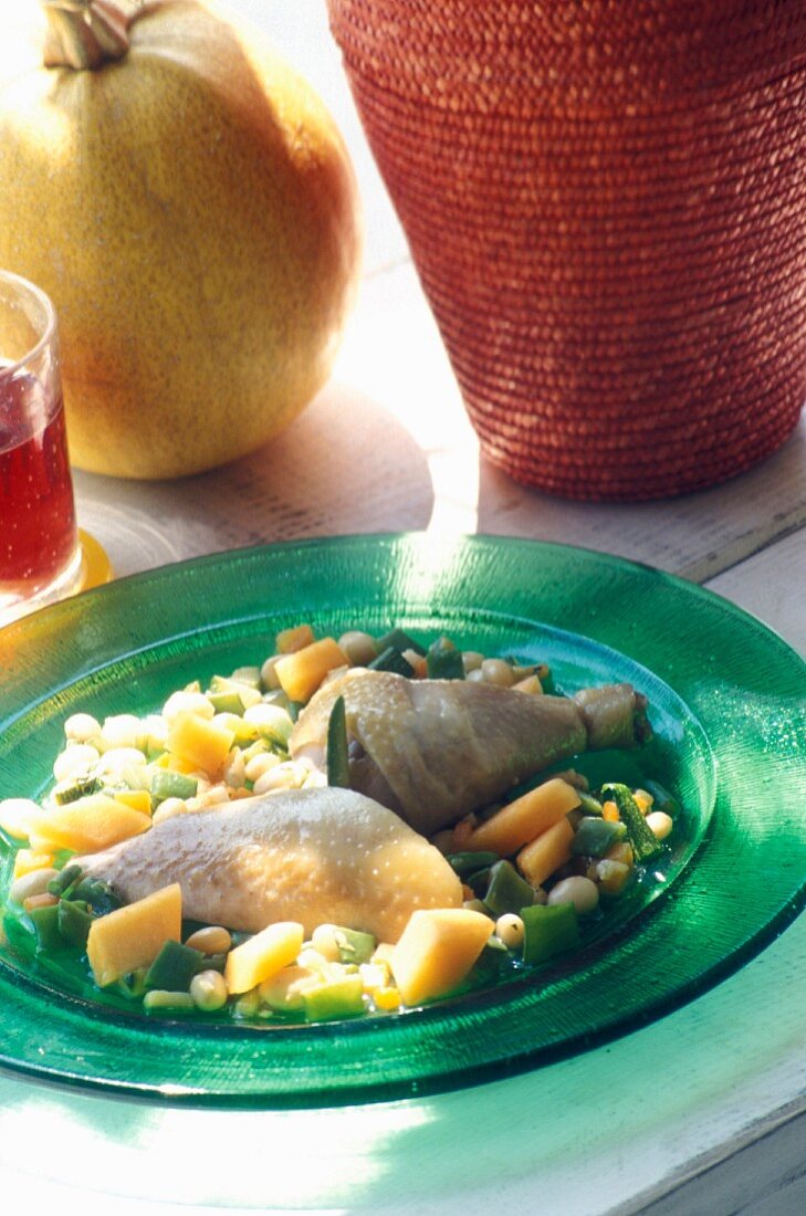 Chicken with Provençal-style melon