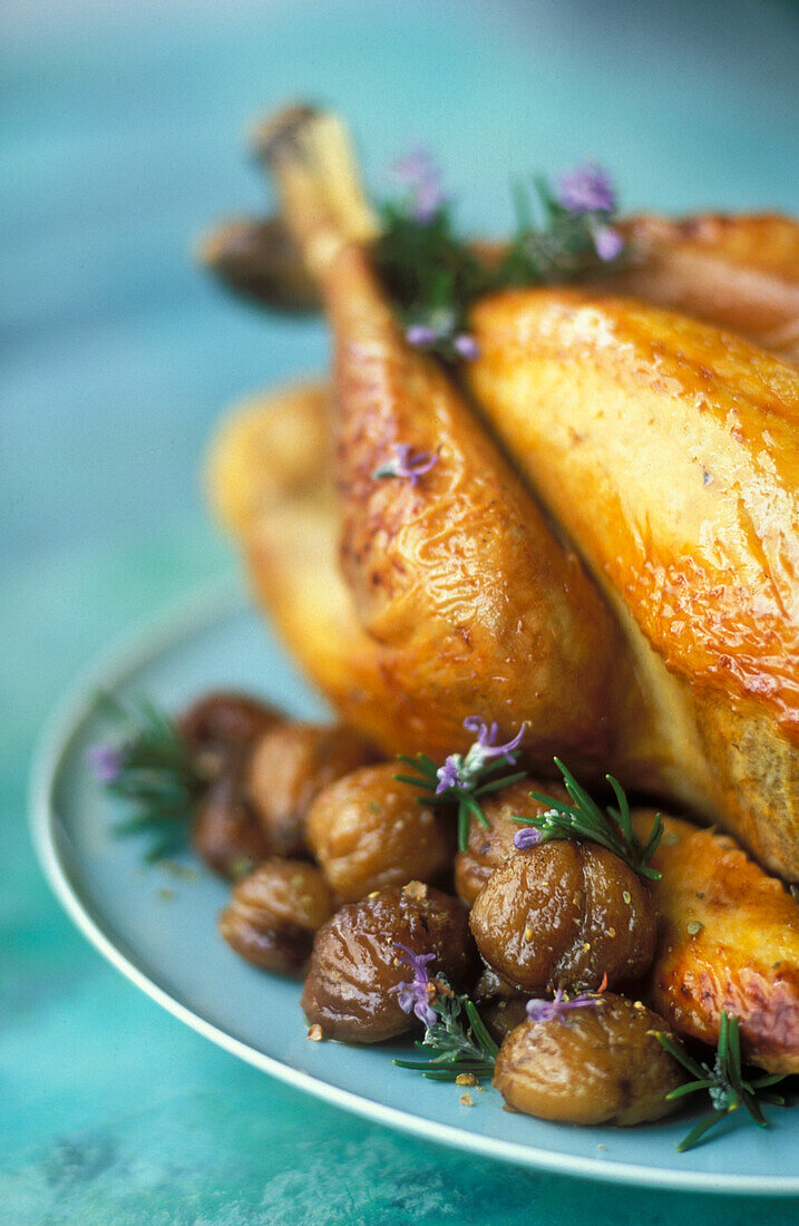 guinea fowl stuffed with chestnuts