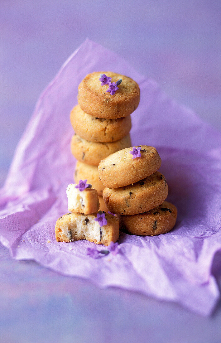 Mini lavender shortbread cookies