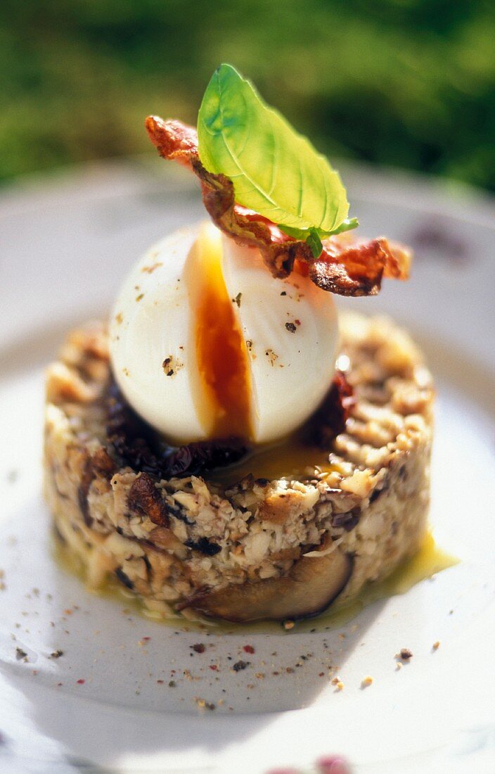 Porcini mushroom mousse with a poached egg
