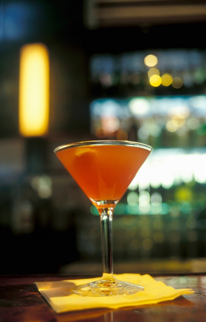 A cocktail on a bar