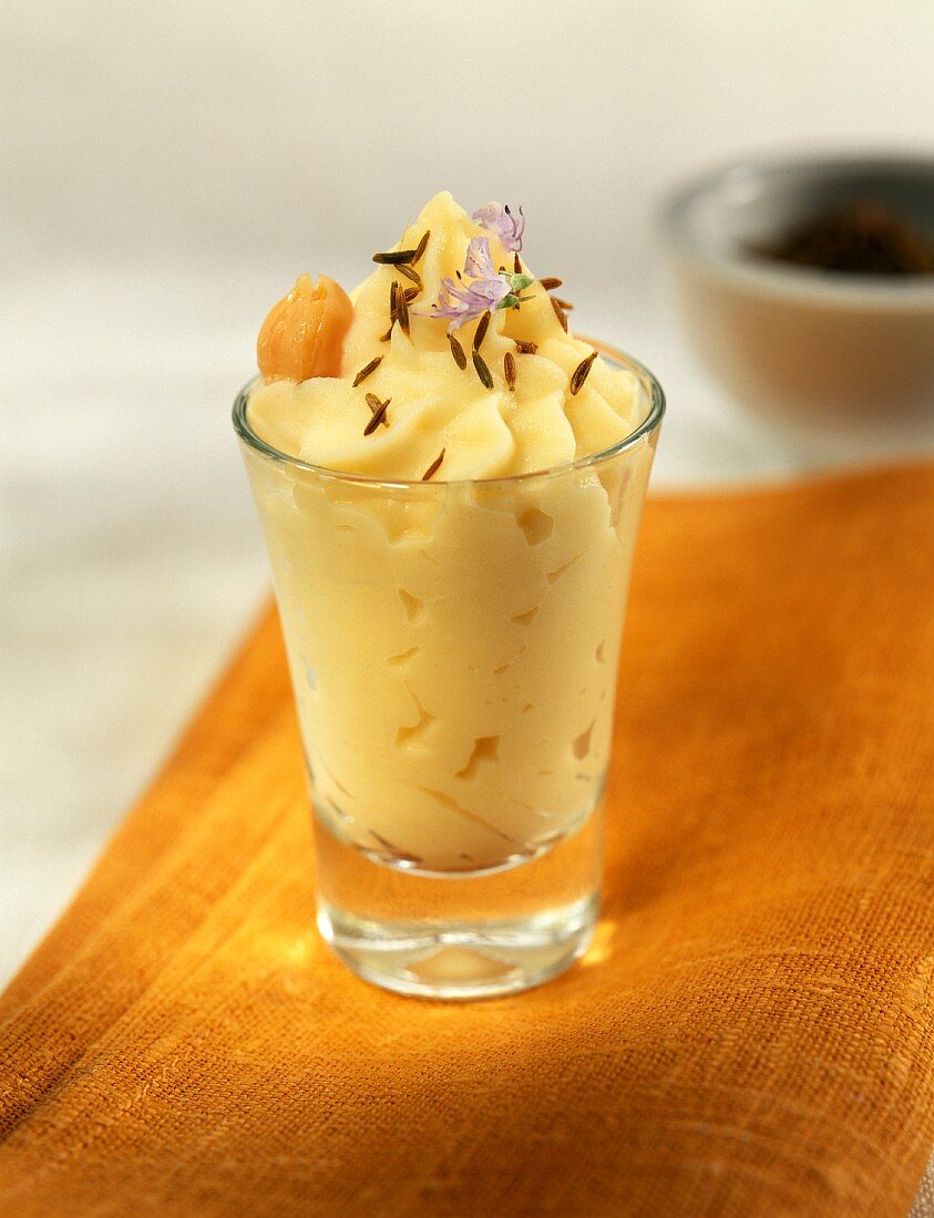 Chickpea mousse with cumin oil