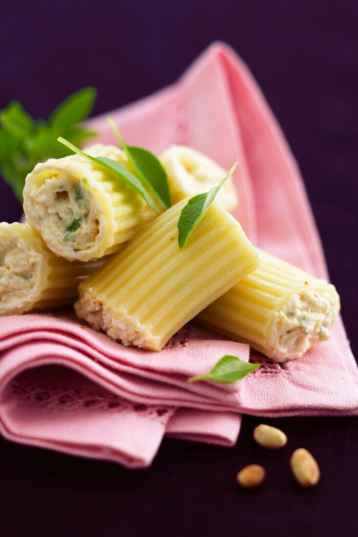 Pasta stuffed with ricotta and basil