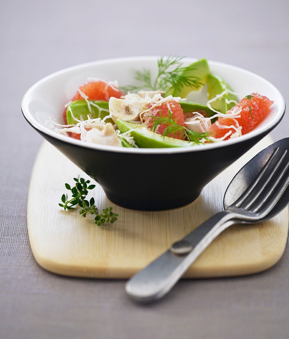 Krabbensalat mit Grapefruit und Pilzen