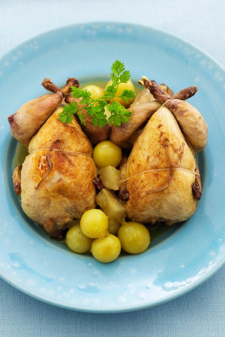 Quail with grapes