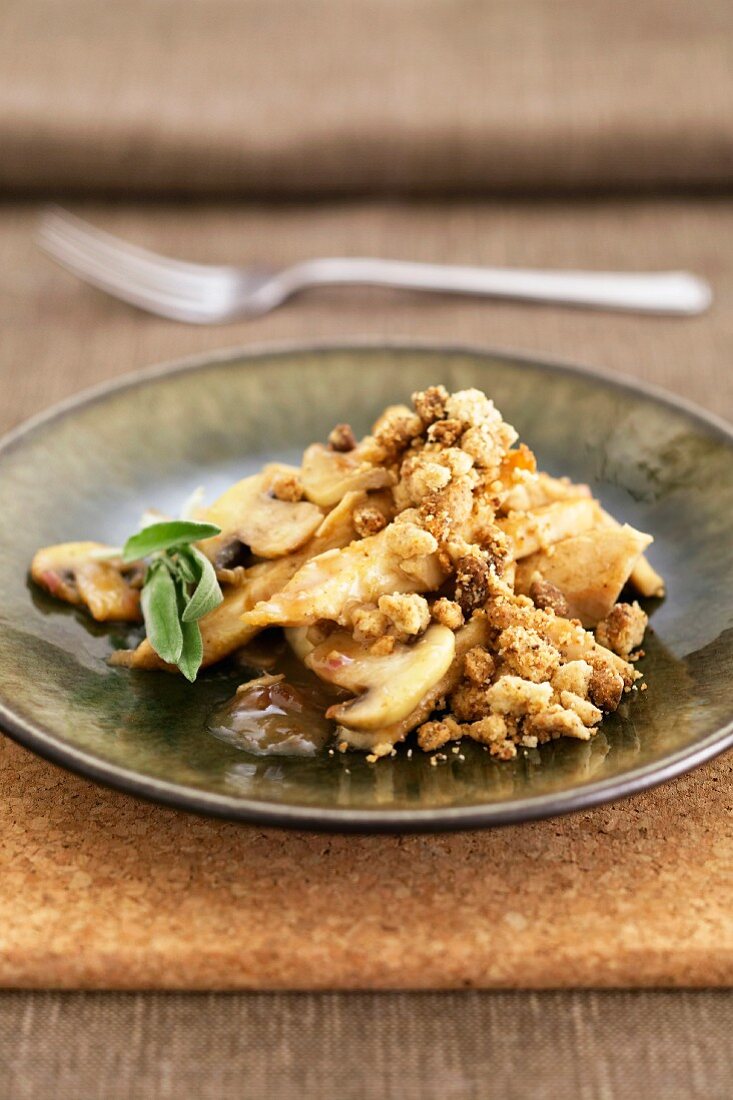 Chicken with almond and honey crumble