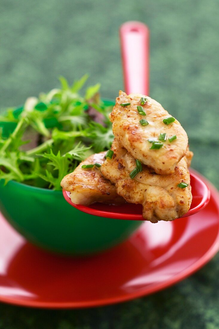 Sweetbread salad with honey vinegar dressing