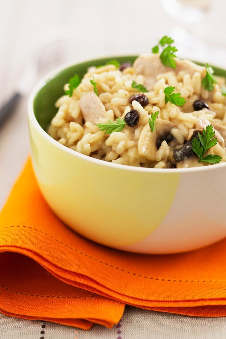 Risotto mit Kalbfleisch und Grüntee