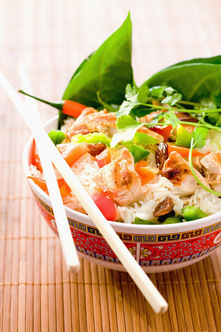 Asian chicken and rice salad