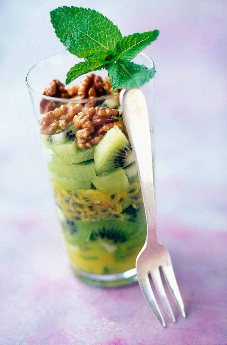 kiwi and passionfruit salad with walnuts