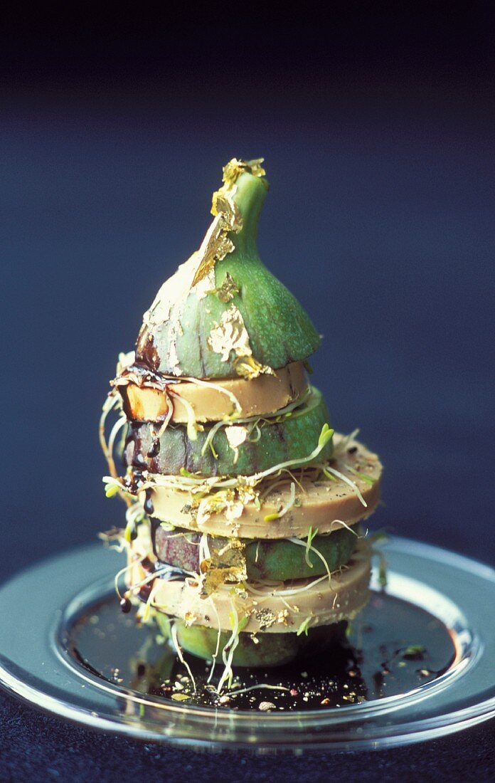 Fig and goose liver millefeuille