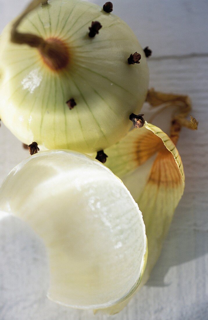 An onion studded with cloves